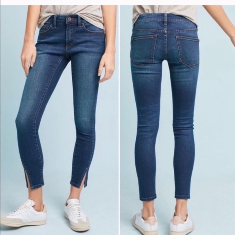 EUC Anthropologie Pilcro & the Letterpress Mid Rise Split Hem Skinny Jeans 28